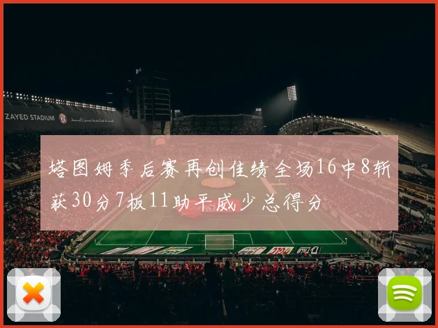 塔图姆季后赛再创佳绩全场16中8斩获30分7板11助平威少总得分